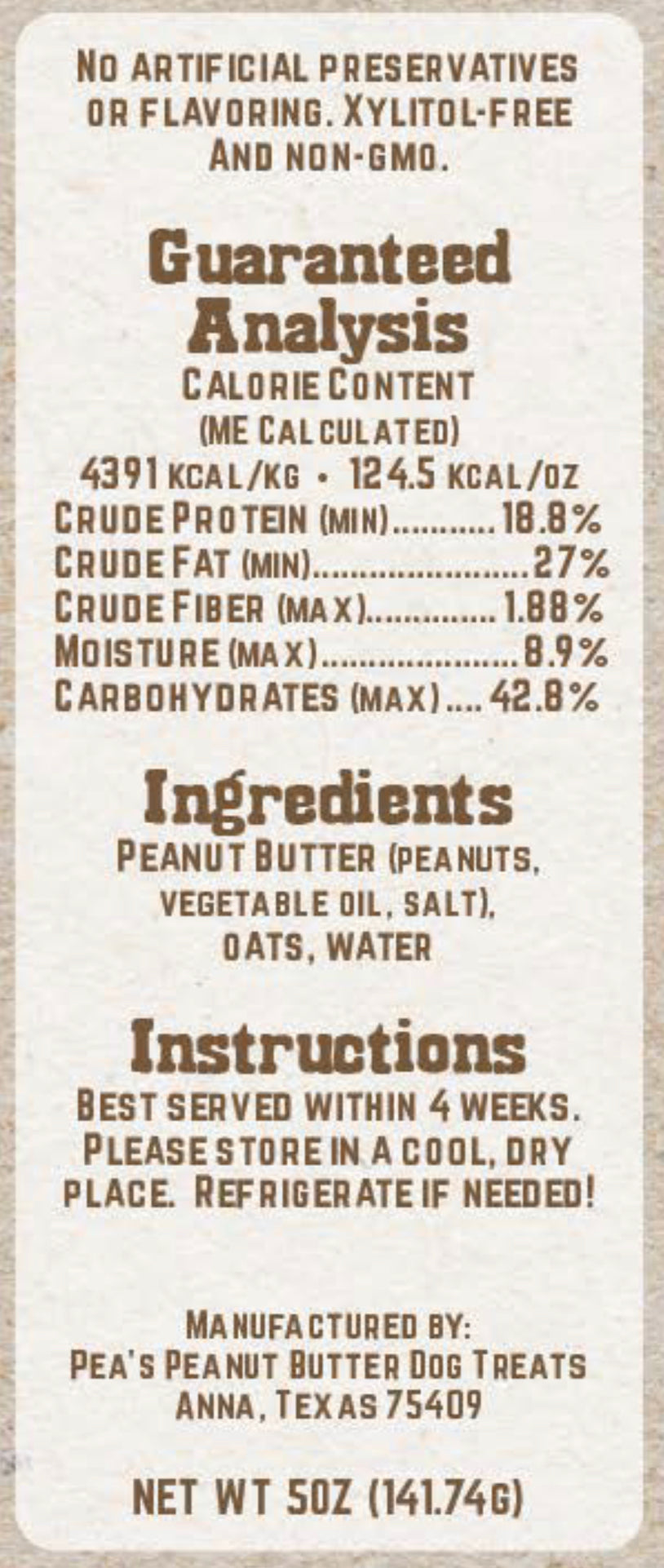 Peanut Butter Dog Treats 5oz