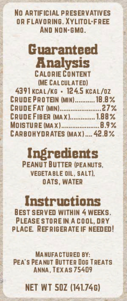 Peanut Butter Dog Treats 5oz